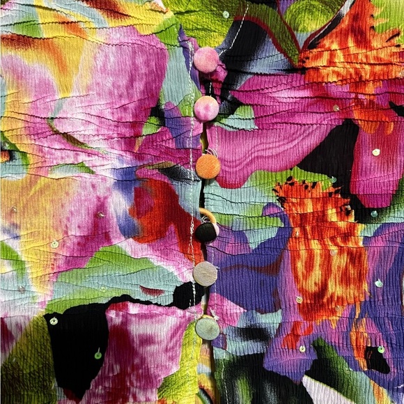 Alberto Makali Vibrant Watercolor Floral Cardigan and Shell Set Size Medium - Picture 4 of 10
